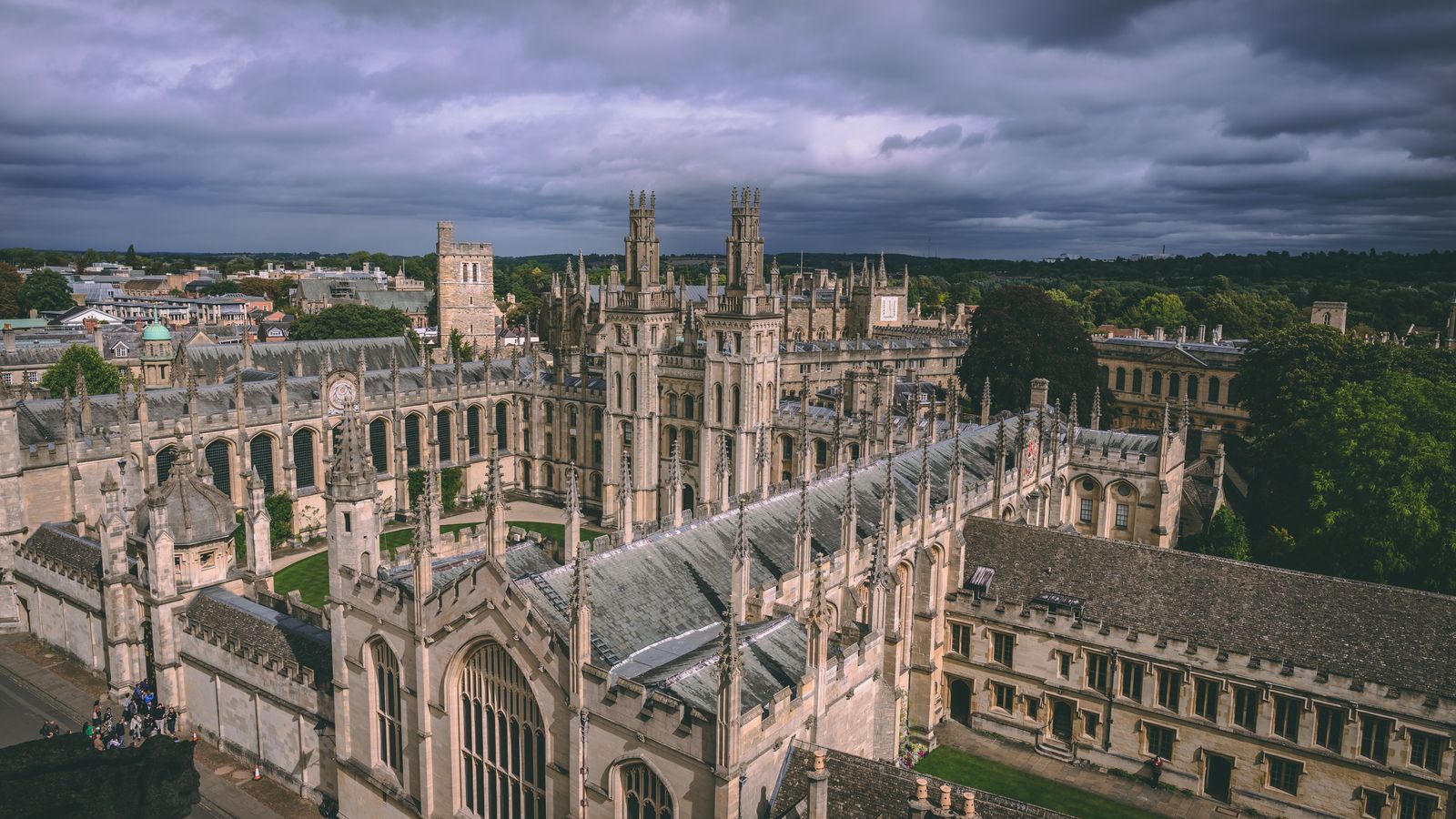 Historic towers of All Souls College in Oxford